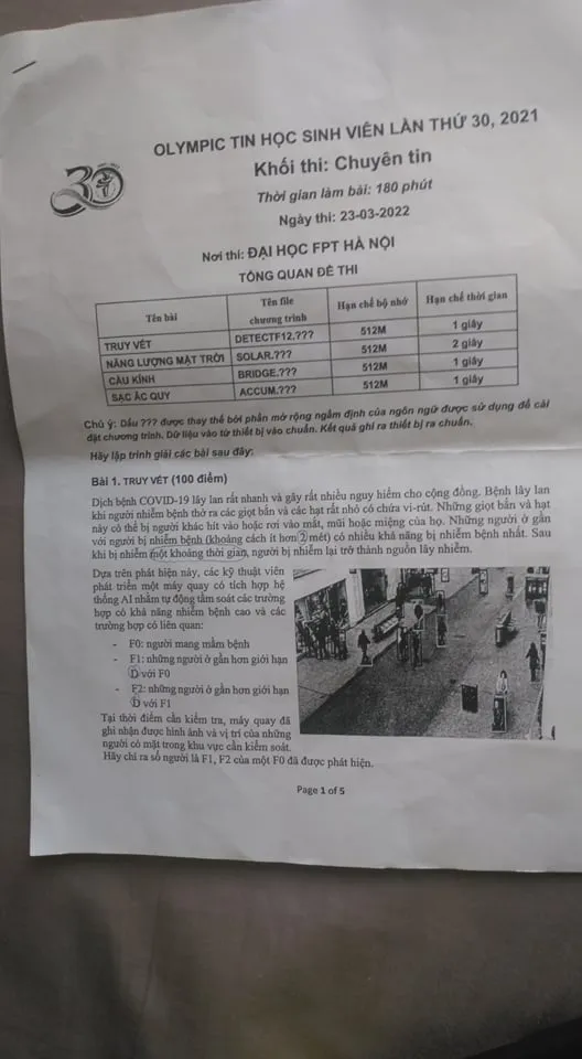 Đề thi Olympic tin học sinh viên Việt Nam khối chuyên tin năm 2021 - Trang số 1