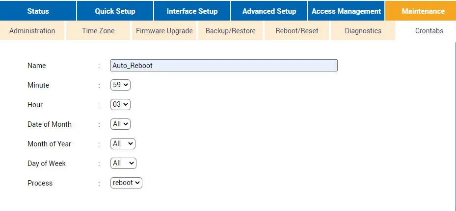 Điền các thông số chi tiết khi áp dụng cách cài đặt lại modem tự động