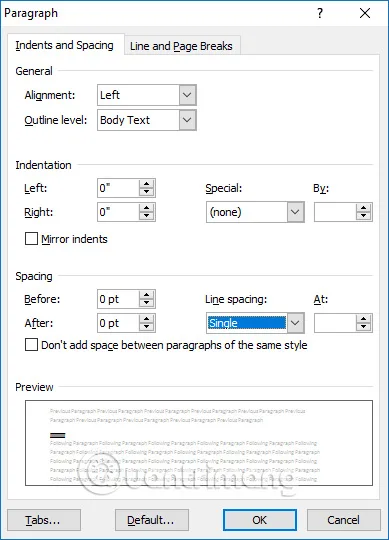 Điều chỉnh thông số khoảng cách
