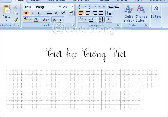 Dòng kẻ ô ly trên Word