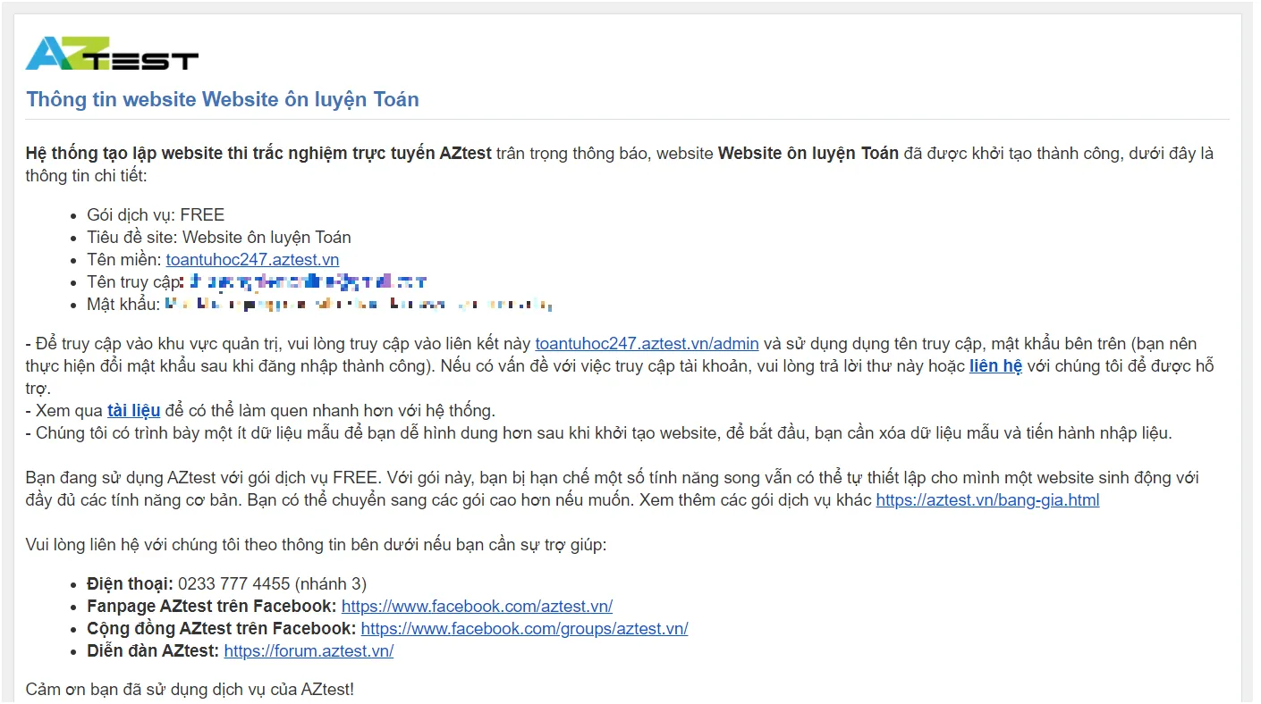 email thong bao dk site khoi tao