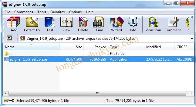Giao diện khởi chạy bộ cài đặt eSigner 1.0.9 trên Windows
