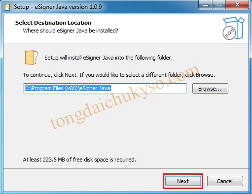 Lựa chọn thư mục mặc định khi cài đặt công cụ hỗ trợ thuế