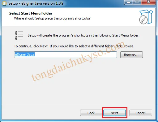 Lựa chọn vị trí lưu trữ tệp tin thực thi của Java eSigner đảm bảo ổ đĩa hệ thống còn đủ dung lượng trống