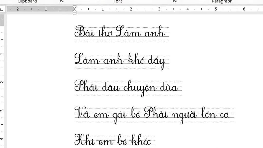 Font chữ tiểu học giúp rèn luyện chữ viết