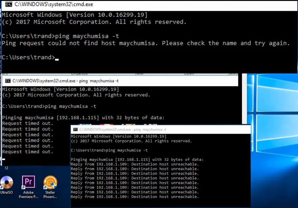Kết quả ping thất bại