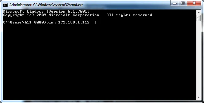 Thực hiện lệnh ping để kiểm tra kết nối