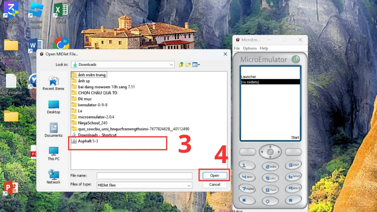 Sử dụng phần mềm giả lập Java trên PC - MicroEmulator bước 3, 4