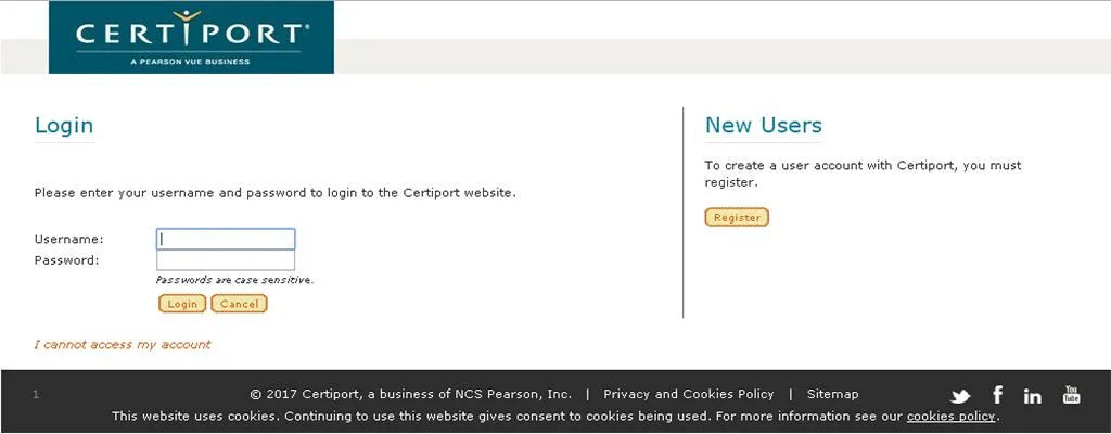 Giao diện đăng nhập thông tin để kiểm tra chứng chỉ MOS tại Vũng Tàu