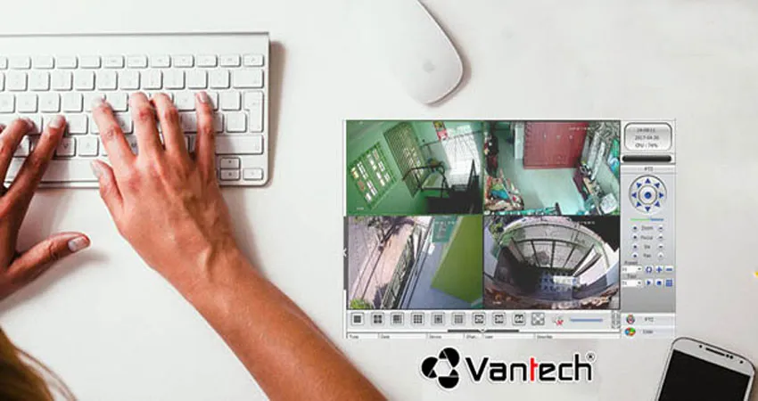 Giao diện phần mềm Client V3 hiển thị danh sách đầu ghi Vantech kết nối