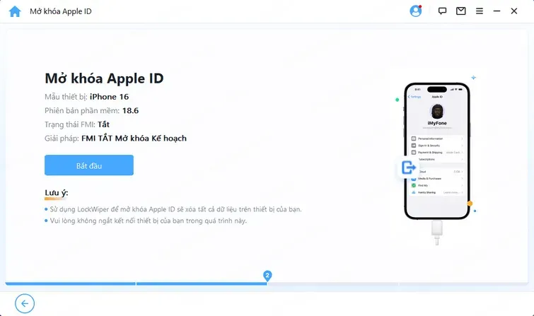 bắt đầu mở khóa