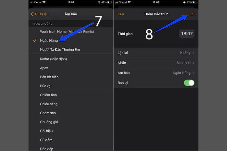 Hoàn tất các bước lựa chọn và nhấn Save để ghi nhận nhạc báo thức iPhone mới