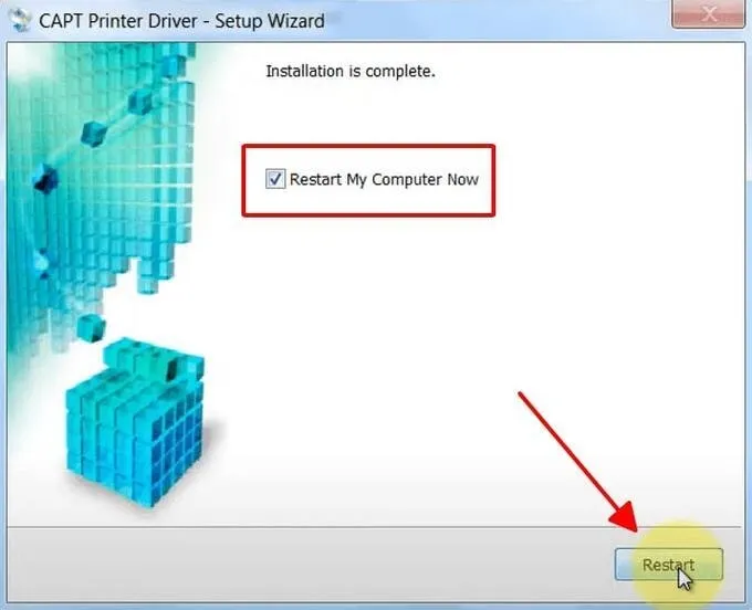 Hoàn tất cài đặt và yêu cầu khởi động lại hệ thống