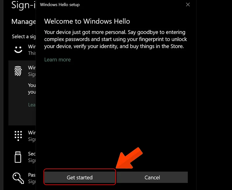 Hoàn tất cài vân tay