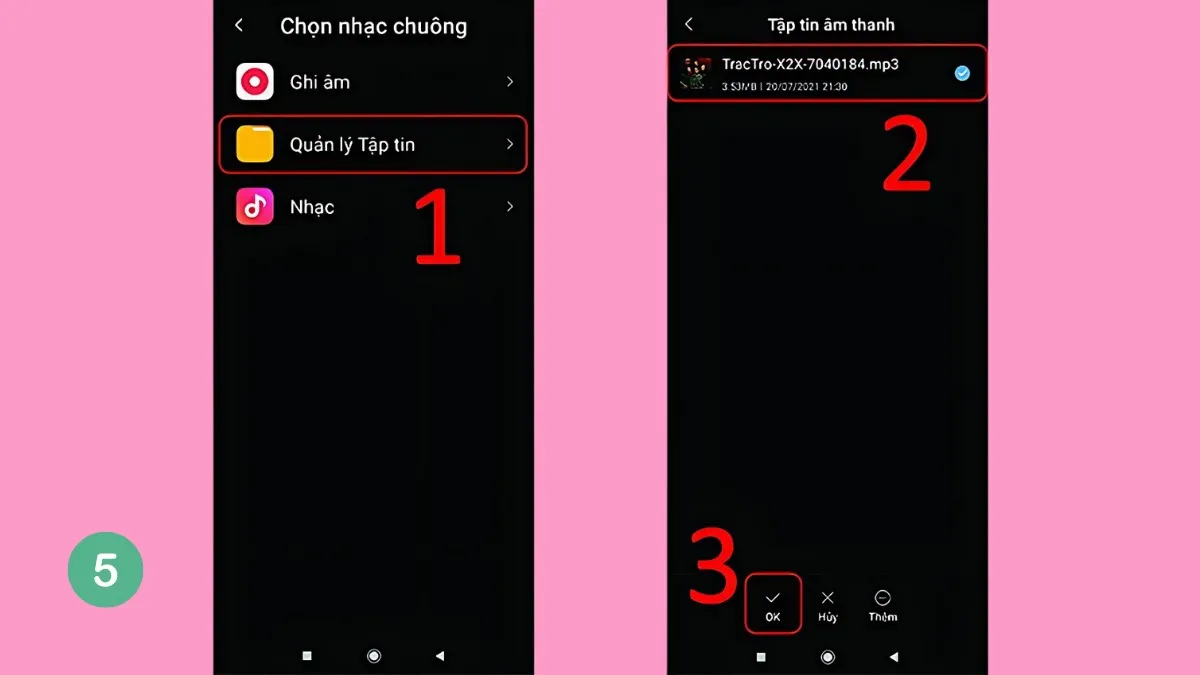 Hoàn tất việc gán bản nhạc mới làm âm báo cuộc gọi trên điện thoại OPPO