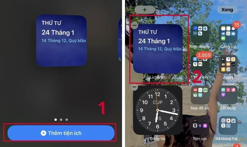 Hoàn thành việc thiết lập tiện ích giúp theo dõi lịch âm nhanh chóng