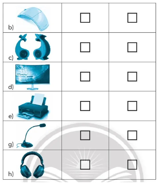 Học sinh thực hiện bài tập đánh dấu thiết bị vào và ra trong vở bài tập