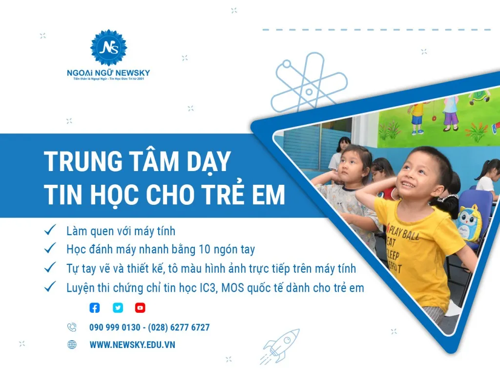Học viên tại trung tâm dạy tin học cho trẻ em đang hăng say thực hành trên máy tính