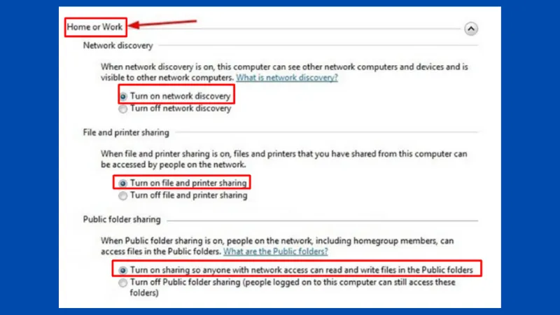 Kích hoạt tính năng khám phá mạng để bắt đầu quy trình trao đổi dữ liệu