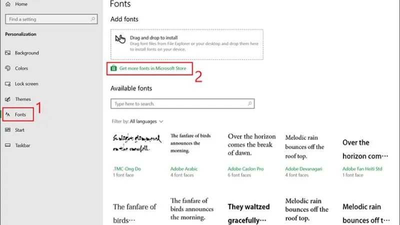 Hướng dẫn cách cài phông chữ cho máy tính Win 10 trực tiếp từ Microsoft Store