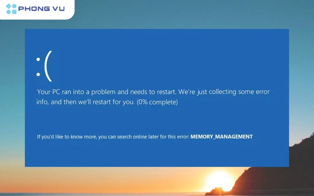 Màn hình xanh lỗi Memory Management thường xuất hiện khi có sự cố giao tiếp giữa hệ điều hành và bộ nhớ RAM