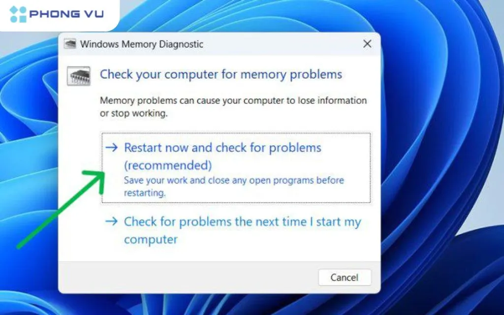 Công cụ kiểm tra RAM tích hợp sẵn là bước đầu tiên để chẩn đoán lỗi phần cứng