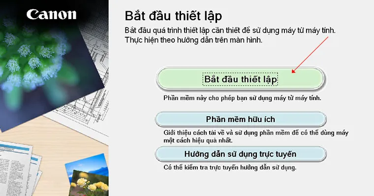 Nhấn Bắt đầu thiết lập để khởi động trình cài đặt