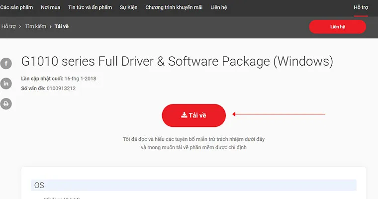 Trang tải driver chính thức từ Canon Việt Nam