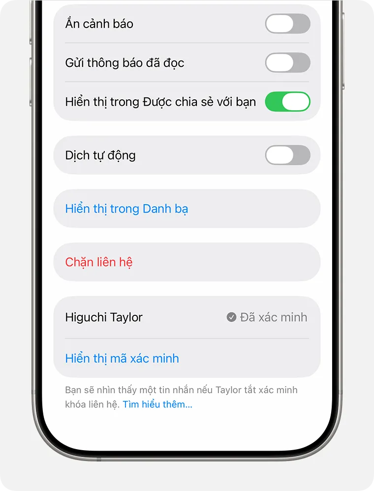 Xác thực trạng thái qua dấu kiểm xanh là cách nhanh nhất để biết được tin nhắn của bạn đang được bảo vệ bởi E2EE.