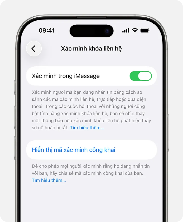 Người dùng có thể chia sẻ mã xác minh công khai lên các nền tảng xã hội để mọi người có thể kiểm chứng danh tính trước khi nhắn tin.