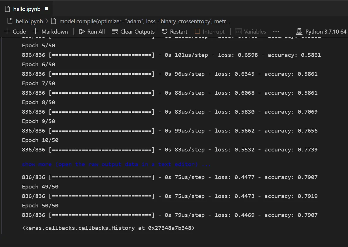 Build and train the neural network