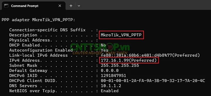 Máy tính đã kết nối thành công VPN