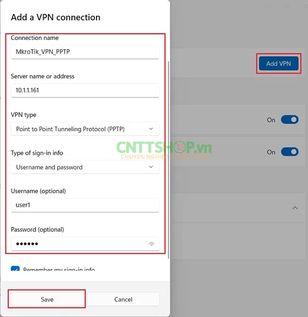 Tạo kết nối VPN trên Windows