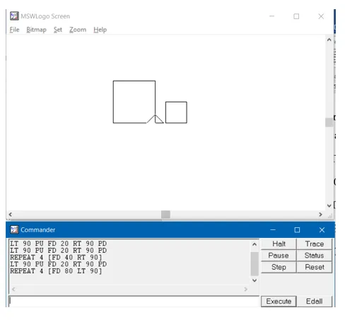 Kết quả thực hành vẽ hai hình vuông đối xứng qua góc