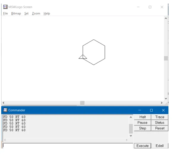 Kết quả thực hiện lệnh vẽ hình lục giác Lucgiac1