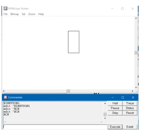 Kết quả thực hiện thủ tục vẽ hình chữ nhật trên màn hình