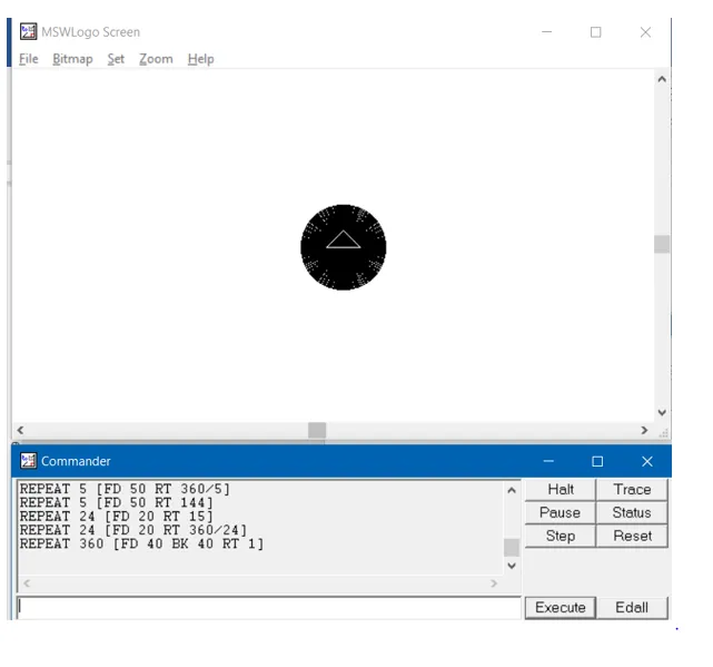 Kết quả vẽ hình tròn đặc trong bài thực hành Logo