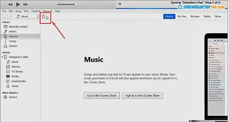 Chọn biểu tượng iPad như hình