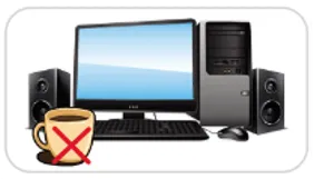 Không đặt nước gần máy tính để ngăn ngừa sự cố chập điện và hư hỏng máy