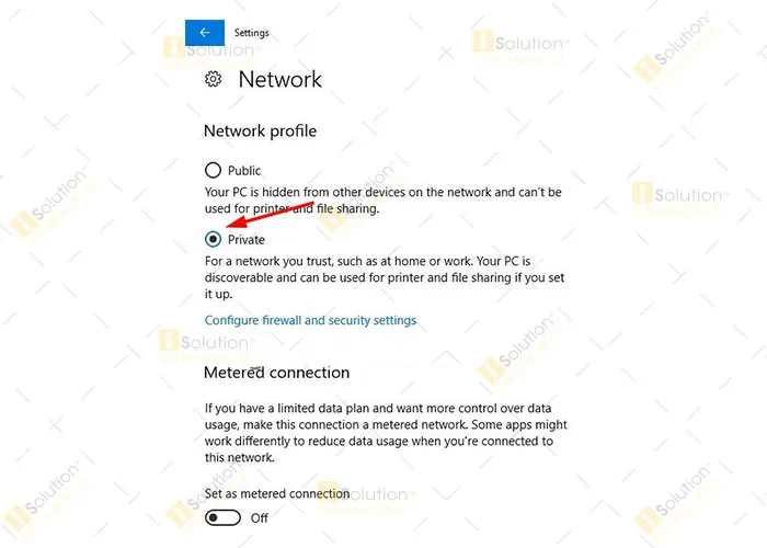Chuyển sang chế độ mạng Private