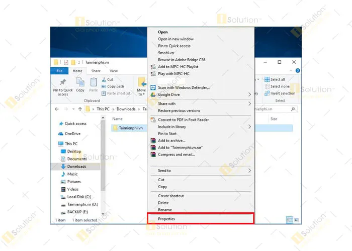 Truy cập thuộc tính thư mục