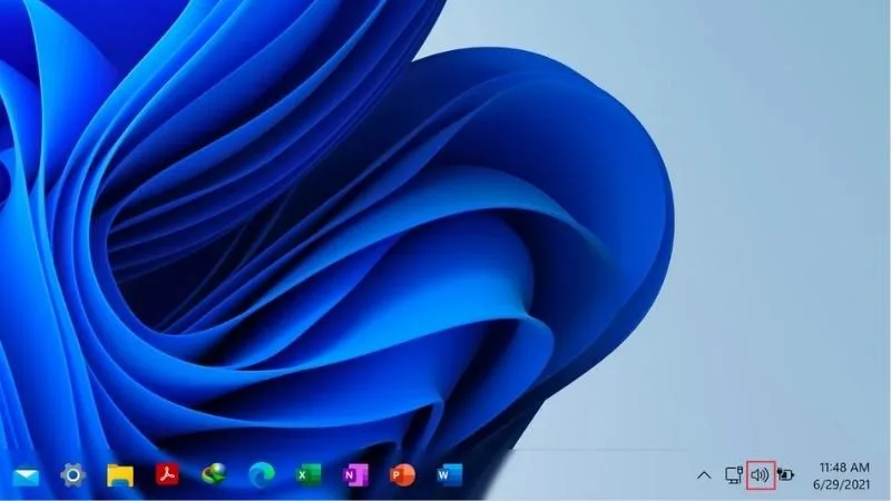 Kiểm tra mức volume loa ở thanh taskbar Windows 11