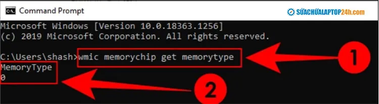 Nhập dòng lệnh như hình