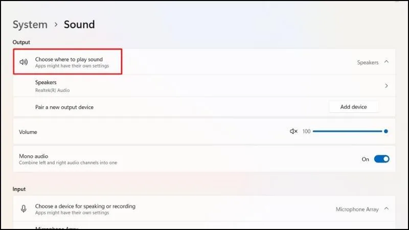 Kiểm tra thiết bị Output đầu ra âm thanh