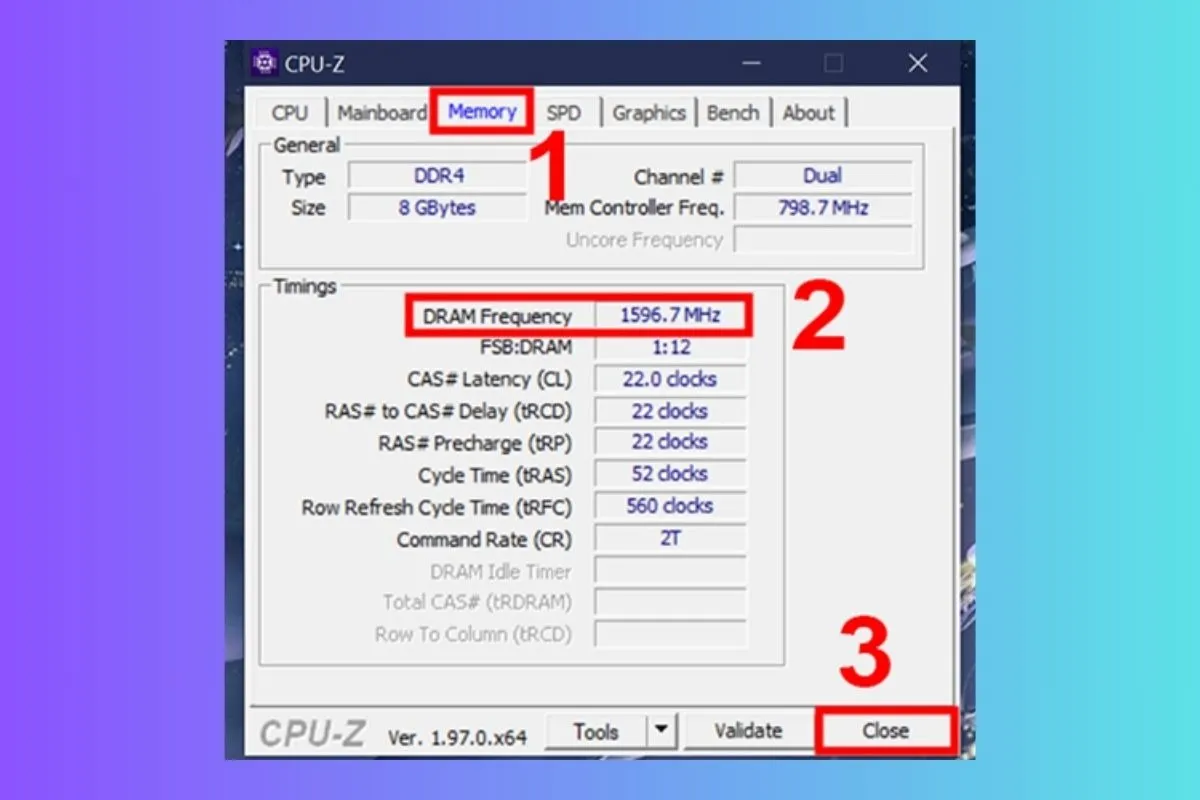 CPU-Z cung cấp thông tin RAM chi tiết và chính xác