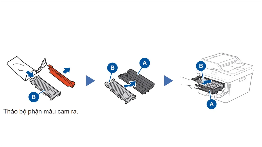 Lắp hộp mực vào máy in Brother