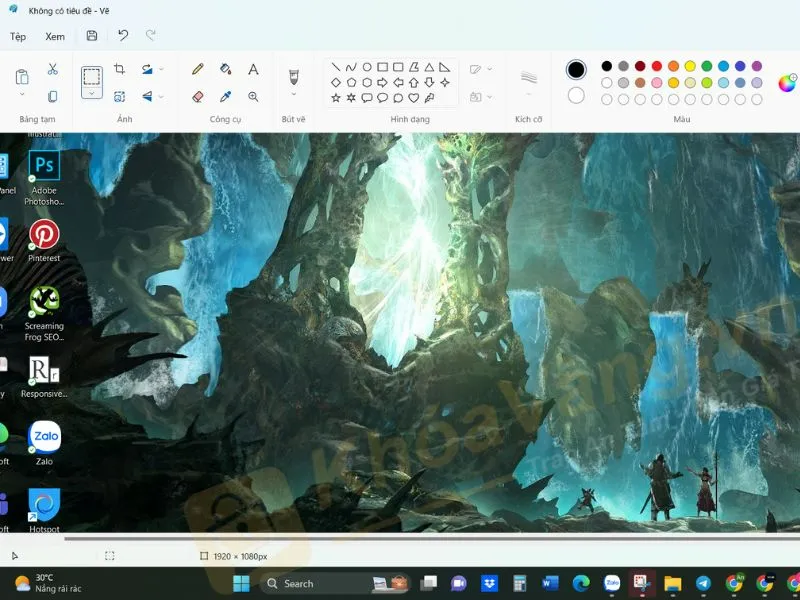 Sử dụng công cụ Paint để kiểm tra