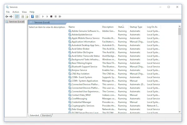 Quản lý dịch vụ DNS Client trong cửa sổ Services của Windows