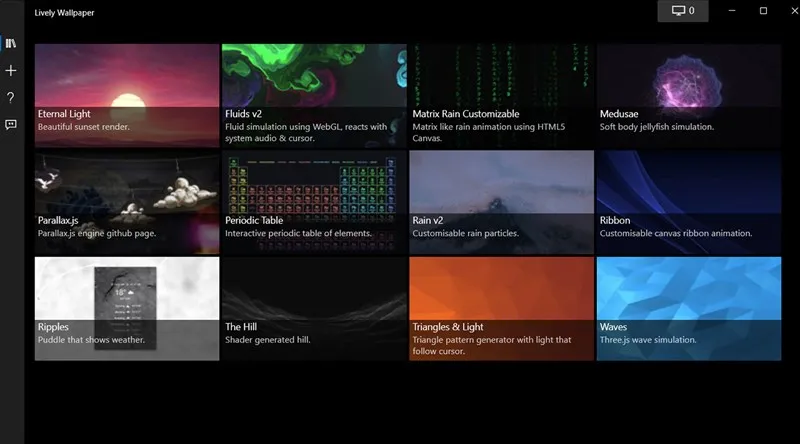 Lựa chọn hình nền động từ thư viện có sẵn của ứng dụng