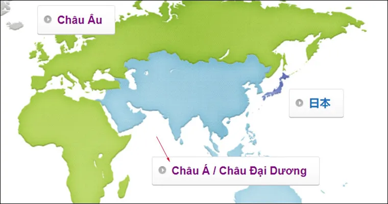 Lựa chọn khu vực địa lý trên trang hỗ trợ khách hàng của hãng Brother